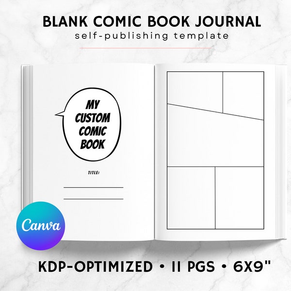 KDP Blank Comic Book Canva Template | KDP Journal Interior File | Comic Template Commercial Use KDP | Printable Comic Book Pages