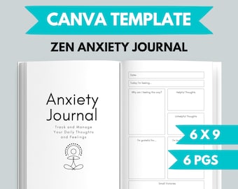 KDP Zen Anxiety Journal Canva Template | KDP Journal Interior File | Mental Health Journal | Mindfulness Journal Printable | Mood Journal