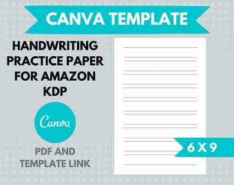 KDP Handwriting Paper Canva Template | KDP Journal Interior File | Handwriting Journal Commercial Use KDP | Handwriting Printable