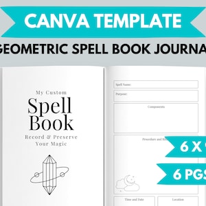 KDP Geometric Spell Book Journal Canva Template | KDP Journal Interior | Witch Journal Printable | Spell Book Printable | Grimoire Journal