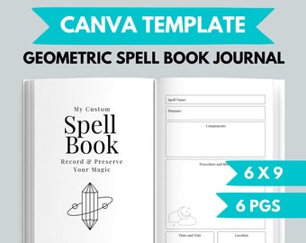 KDP Geometric Spell Book Journal Canva Template | KDP Journal Interior | Witch Journal Printable | Spell Book Printable | Grimoire Journal