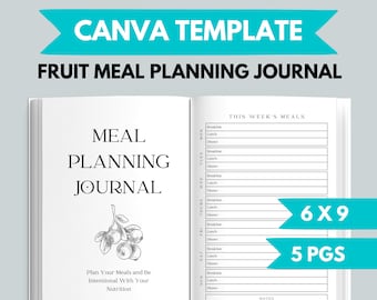 KDP Fruit Theme Meal Planner Journal Canva Template | KDP Journal Interior File | Food Journal Printable | KDP Meal Planner Printable