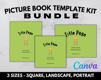 3 Picture Book Template BUNDLE | Complete Design Kit for Square, Horizontal, and Vertical Picture Books | Picture Book Canva Template