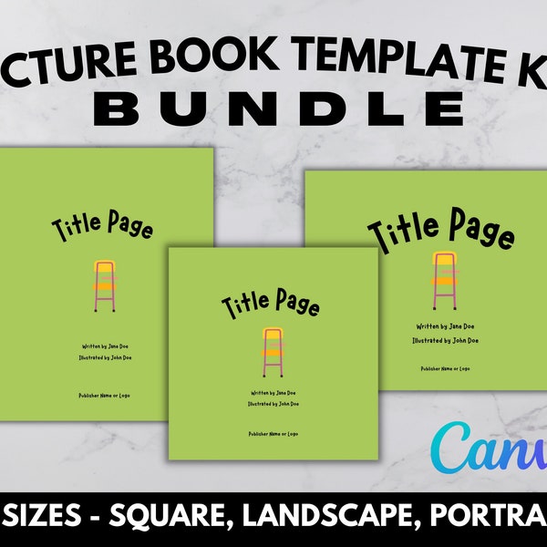 3 Picture Book Template BUNDLE | Complete Design Kit for Square, Horizontal, and Vertical Picture Books | Picture Book Canva Template