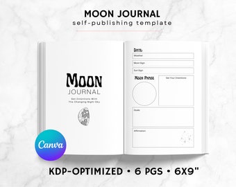 KDP Moon Journal Canva Template | KDP Journal Interior File | Astrology Journal | Grimoire Journal Printable | Witch Journal