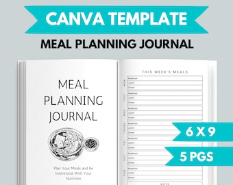 KDP Meal Planner Journal Canva Template | KDP Journal Interior File | Food Journal Printable | KDP Meal Planner Printable