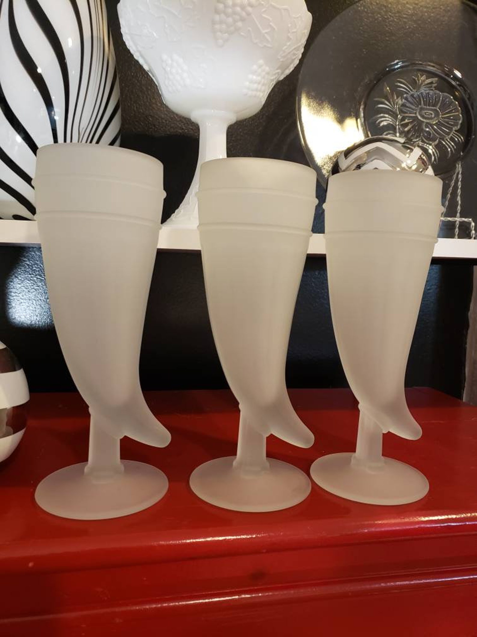 Set of 3 Pilsner Viking horn glasses with a white satin Etsy