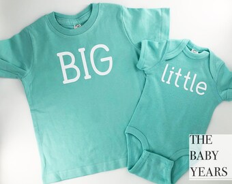 Brother + Sister Sibling Shirts - Big + Little Matching Tees- Little Brother/Little Sister Baby Announcement - Pregnancy Photos with Family