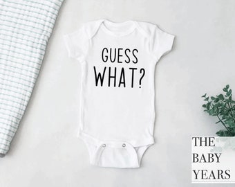 Guess What Pregnancy Announcement to Husband + Parents - Gender Neutral Baby + Toddler T-shirt for Photos - Siblings Matching Photo Shoot