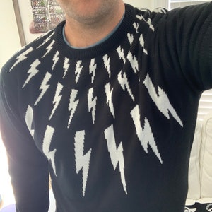 David Rose inspired  lightning bolt sweater acrylic knit Schitts Creek IN STOCK Great for a Halloween costume or gift