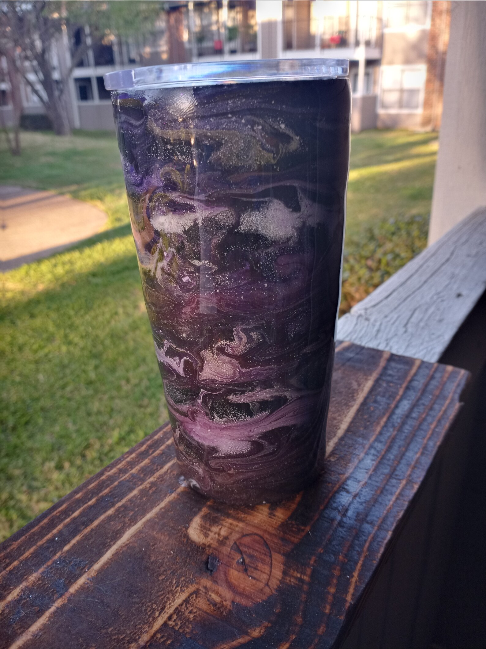 Epoxy Resin Tumbler 20oz with Fliptop Lid Shimmering Swirls Etsy