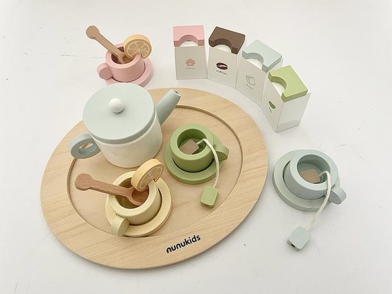 Wooden Tea Set for Playing, Wooden Toy Tea Set For Wooden Play