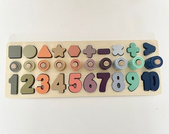Montessori toy/ educational toy/ toddler wooden toy/ toddler gift/wooden number boards
