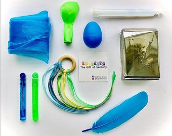 Blue Baby Sensory Box/ Newborn Sensory Set / Baby Shower Gift / Sensory Toys/ baby blue boy sensory gift/  Sensory gift set/ Sensory items