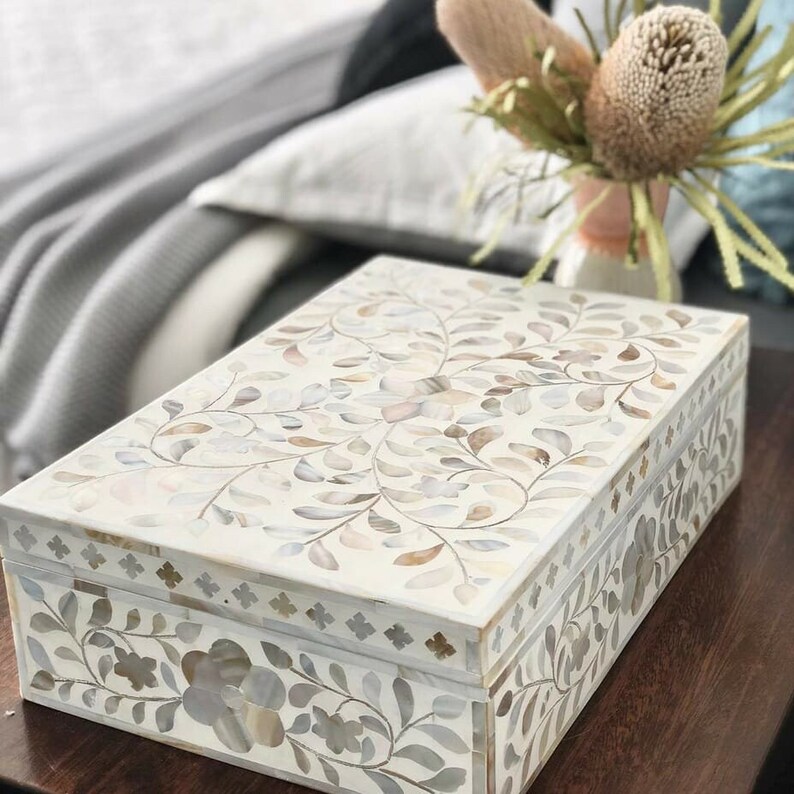 Jodhpur Mother of Pearl Inlay Décorative Box White Handmade Etsy