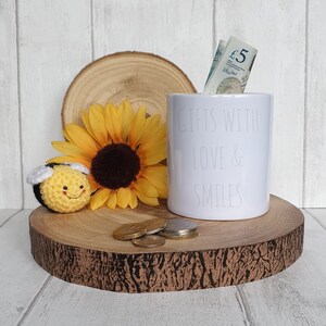 Ceramic money box, pot, savings bank bee, sunflower mock up jpeg