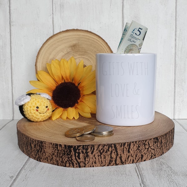 Ceramic money box, pot, savings bank bee, sunflower mock up jpeg