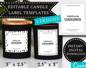 Candle Label DIGITAL DOWNLOAD | Custom Editable Minimalistic Label Template | CANVA Template Design | 2.5" x 3" | 3" x 2.5" | 2" x 2"