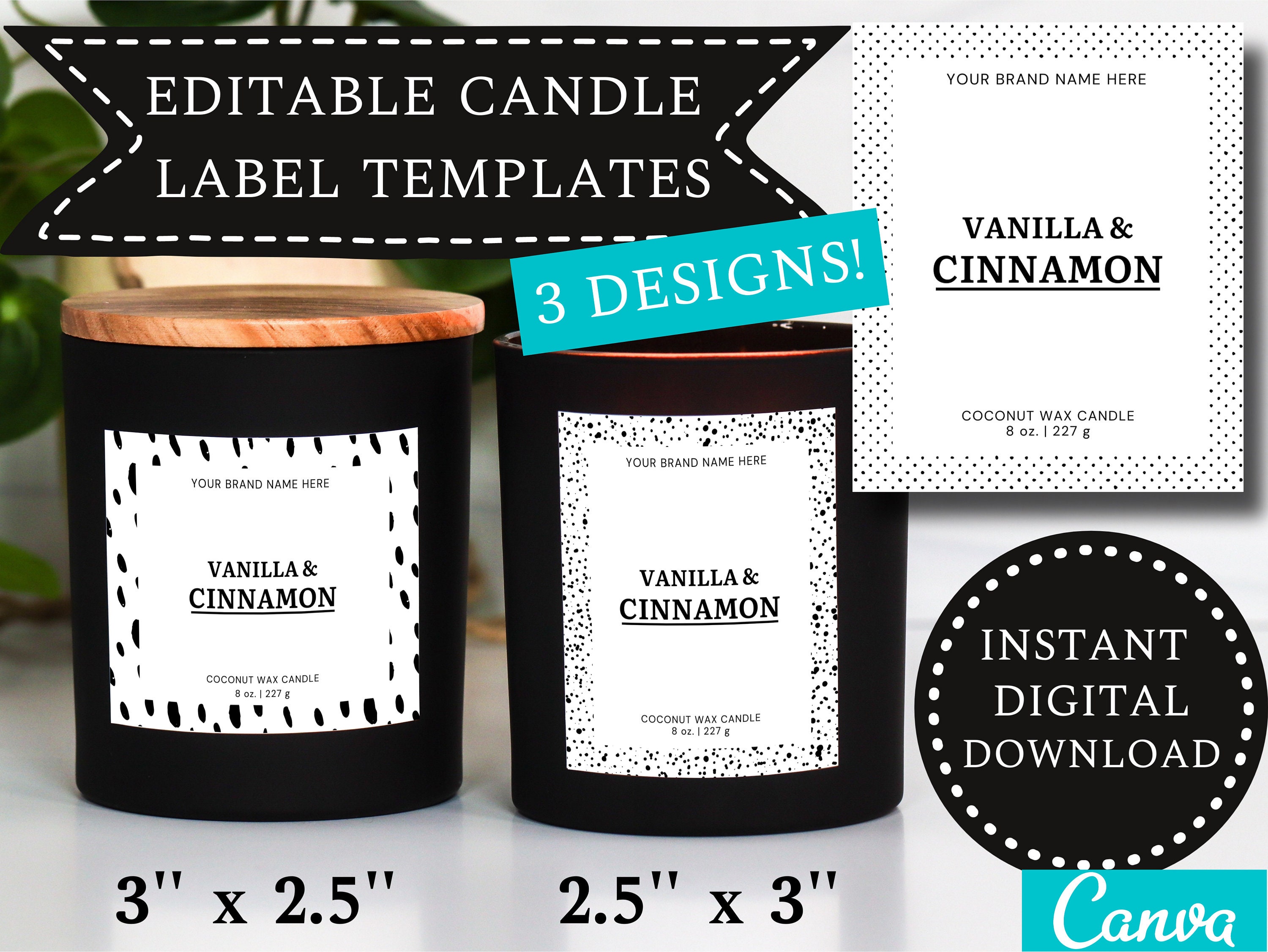 Candle Label DIGITAL DOWNLOAD  Custom Editable Minimalistic Label Template   CANVA Template Design  21111.21111" x 21111"  21111" x 21111.21111"  21111" x 21111" Intended For 8 X 3 Label Template