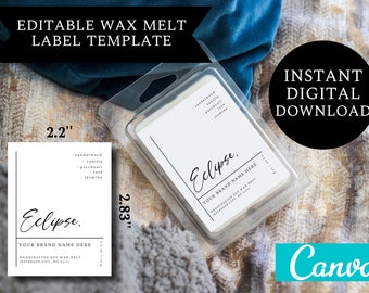 Wax Melt Label DIGITAL DOWNLOAD | Custom Editable Minimalistic Label Template | CANVA Template Business Design | 2.83" x 2.2"