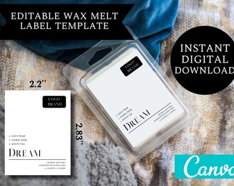 Wax Melt Label DIGITAL DOWNLOAD | Custom Editable Minimalistic Label Template | CANVA Template Business Design | 2.83" x 2.2"