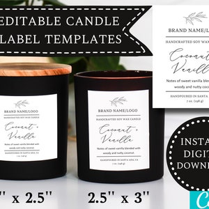 Candle Label DIGITAL DOWNLOAD | Custom Editable Minimalistic Label Template | CANVA Template Design | 2.5" x 3" | 3" x 2.5" | 2" x 2"