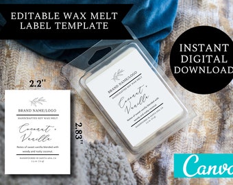 Wax Melt Label DIGITAL DOWNLOAD | Custom Editable Minimalistic Label Template | CANVA Template Business Design | 2.83" x 2.2"