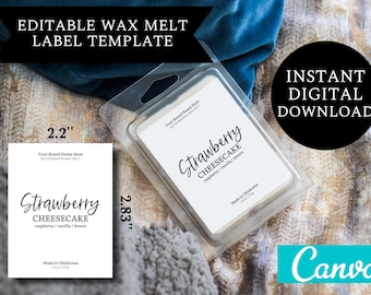 Wax Melt Label DIGITAL DOWNLOAD | Custom Editable Minimalistic Label Template | CANVA Template Business Design | 2.83" x 2.2"