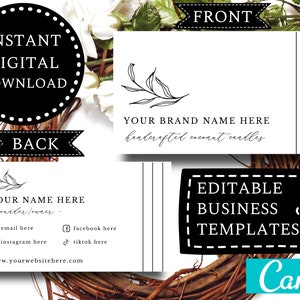 Business Card Template Editable DIGITAL DOWNLOAD | Candle Business Owners | Minimalistic Design | CANVA Template Design