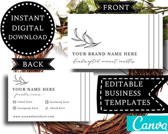 Business Card Template Editable DIGITAL DOWNLOAD | Candle Business Owners | Minimalistic Design | CANVA Template Design