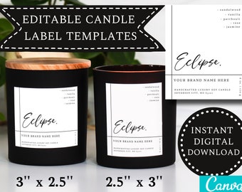 Candle Label DIGITAL DOWNLOAD | Custom Editable Minimalistic Label Template | CANVA Template Design | 2.5" x 3" | 3" x 2.5" | 2" x 2"