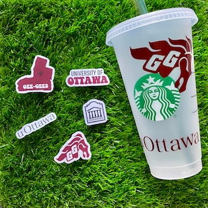 University of Ottawa University Tumbler | Gift Idea for University Student | Custom Stickers | Starbucks Cold Cup