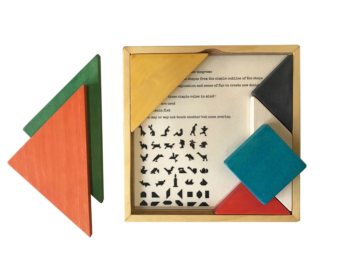 Handmade Wooden Tangram Puzzle - Classic Game, Educational Puzzle