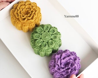 Yarnme88: Bundle3in1 - Tea, Mung Bean & Taro Mooncake. Amigurumi crochet Pattern. Playfood crochet. PDF. Instant download. English language