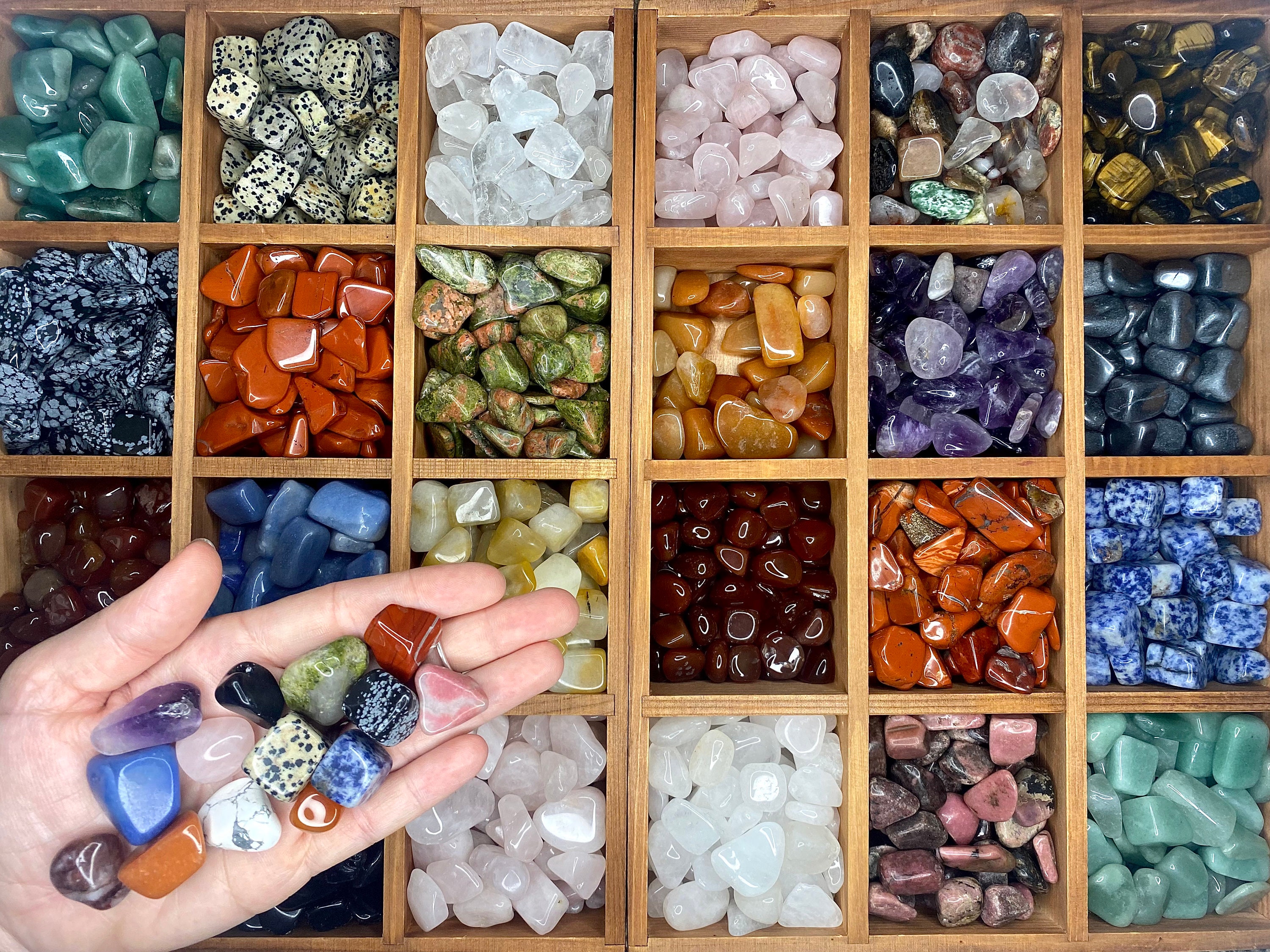 Polished Stones and Crystals Colorful Mix of Small Rocks and Flat Slices  8oz Lot
