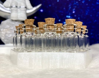 Tiny Glass Bottles with Cork Stopper / Tiny Little Vials for Pendants / Clear Empty Spell Bottles