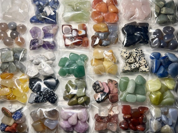 1oz Bags of SMALL Tumbled Crystals / Authentic Tumbled Stones / Amethyst /  Agate / Tiger's Eye / Sodalite / Aventurine / Rose Quartz 