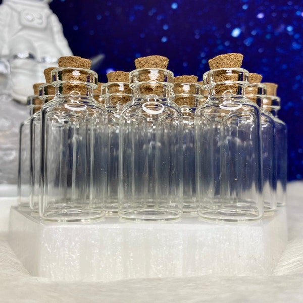 Bulk Mini Glass Bottles with Cork Stopper for Crafting and Gifting / Small Vials for Pendants / Clear Empty Spell Bottles