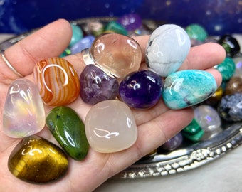 Mystery Bag of 8-10 Premium High Polished Tumbled Crystals / High Quality Spring Mix
