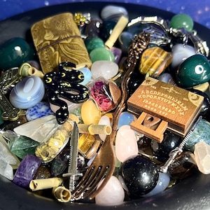 Zauberhafte Apotheker Kristall Konfetti Schaufel / Mystery Kristall Tasche mit Metaphysischen und Hexen Gegenständen