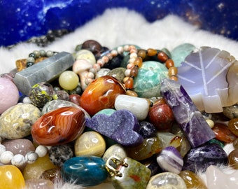 Imperfect Crystal Confetti Scoop | Mystery Crystal Bag of Tumbles, Carvings, Towers, Sphere, and more