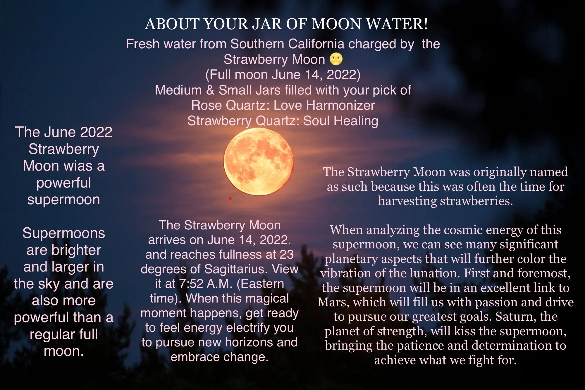 Full Moon Charged Water Strawberry Full Moon June 14th 2022 Etsy