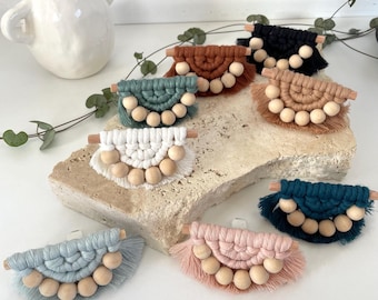 Macrame Boho Bead Car Charm Diffuser - Air vent Clip Accessory & Essential Oil Diffuser + Air Freshener -  8 Colours