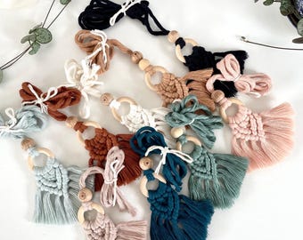 Boho Macrame Car Charm Diffuser - Rear View Mirror Accessory & Essential Oil Diffuser + Air Freshener - 10 colours