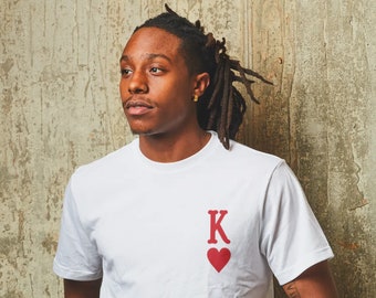 キング・オブ・ハートのシャツ、父の日ギフト、お揃いのキング・クイーンTシャツ