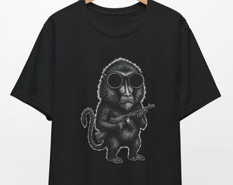 おもしろいバブーンTシャツ、皮肉な猿のグラフィックTシャツ、ミニマリストな動物の線画Tシャツ、共感できるムードギフト、トレンディな美的トップス、ユニセックスTシャツ