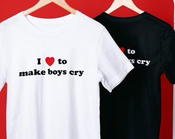 男の子を泣かせるのが大好きシャツ、リサシャツ、男の子を泣かせるTシャツ、フェミニスト、面白いシャツ、トレンディなシャツ、離婚別れギフトシャツ、面白いギフト