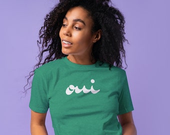 Oui シャツ、Yes T シャツ、フランス語シャツ、パリシャツ、フランス語スローガンシャツ、パリフランス T シャツ、Frencie T シャツ、フランス語 T シャツ、フランス語の格言