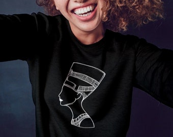 Queen Nefertiti Sweatshirt, Ancient Egyptian Queen Shirt, Egyptian Mythology, Minimal Illustration, Nefertiti Sweatshirt, Nefertiti Shirt