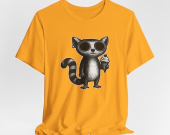 憂鬱なキツネザルのシャツ、憂鬱な動物のグラフィックTシャツ、ミニマリストなキツネザルのイラスト、皮肉な動物のシャツ、ユニークなTシャツギフト、共感できるムードTシャツ